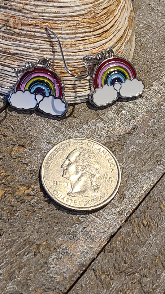 Handmade Rainbow Enameled Charm Earrings