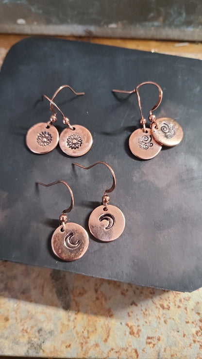 Handmade Copper Stamped Earrings Great Gift