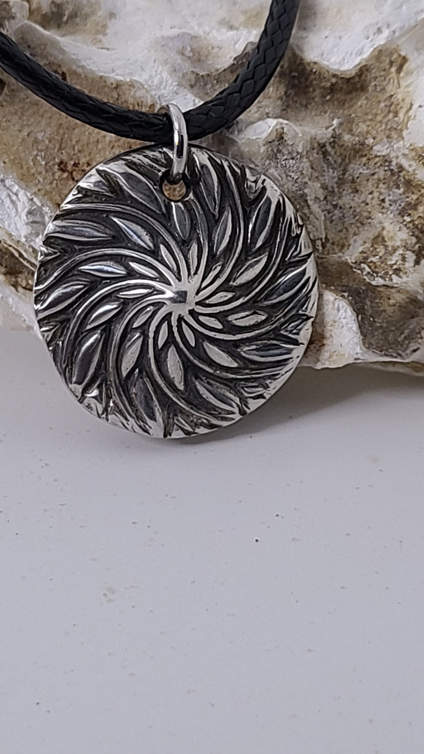 Handmade Sterling Silver Medallion Necklace Sunburst Design Great Gift Made in USA