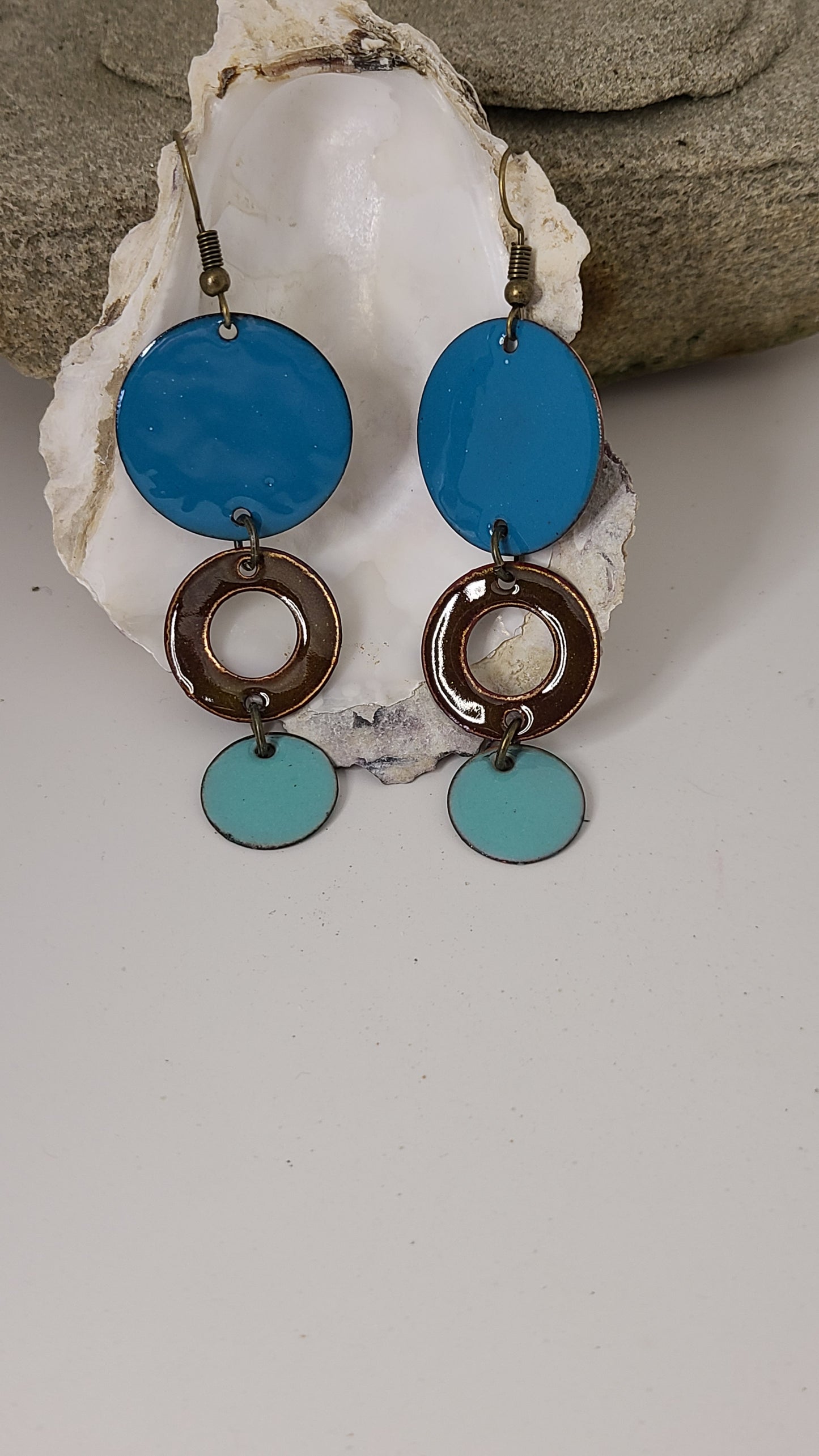 Handmade Enameled Copper Multi Dangle Earrings Great Gift for Her Made in USA