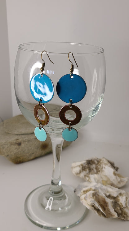 Handmade Enameled Copper Multi Dangle Earrings Great Gift for Her Made in USA