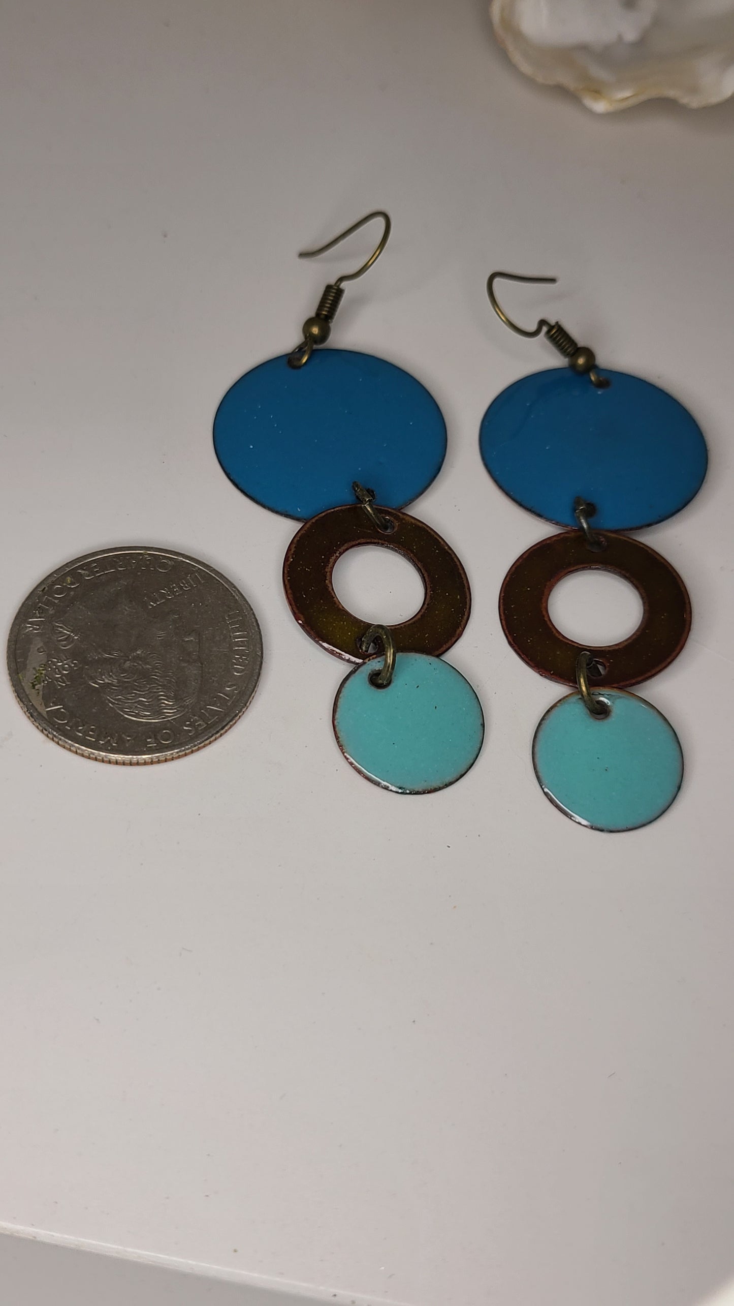 Handmade Enameled Copper Multi Dangle Earrings Great Gift for Her Made in USA