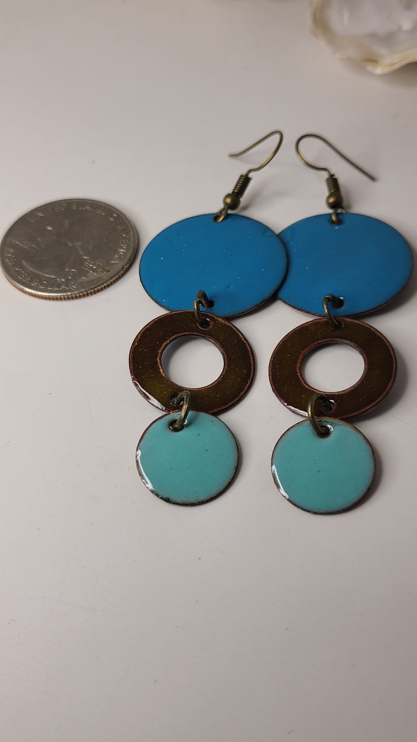 Handmade Enameled Copper Multi Dangle Earrings Great Gift for Her Made in USA