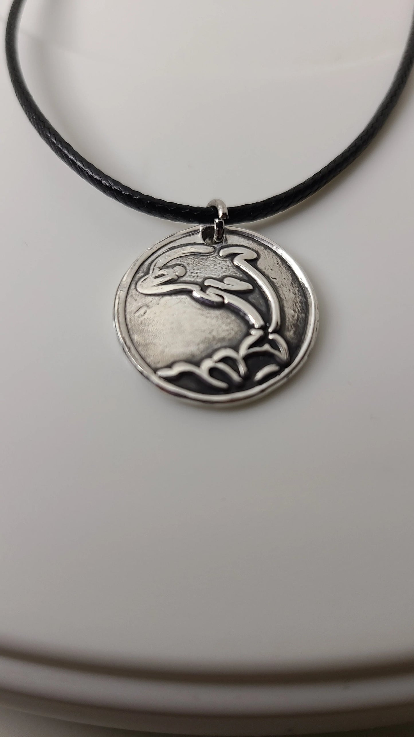 Handmade Dolphin Flip Fine Silver Necklace Great Gift For Her