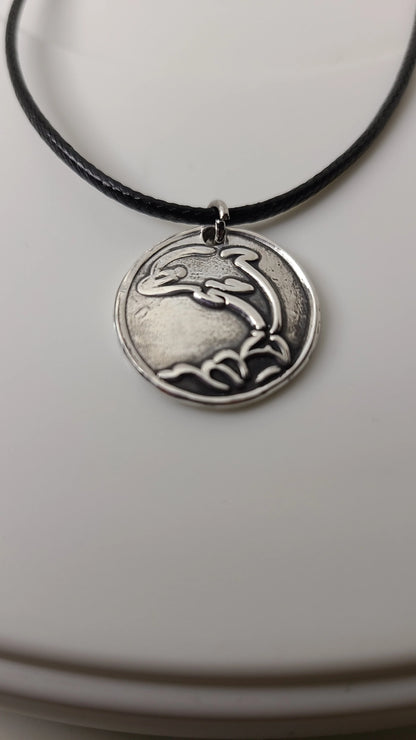 Handmade Dolphin Flip Fine Silver Necklace Great Gift For Her