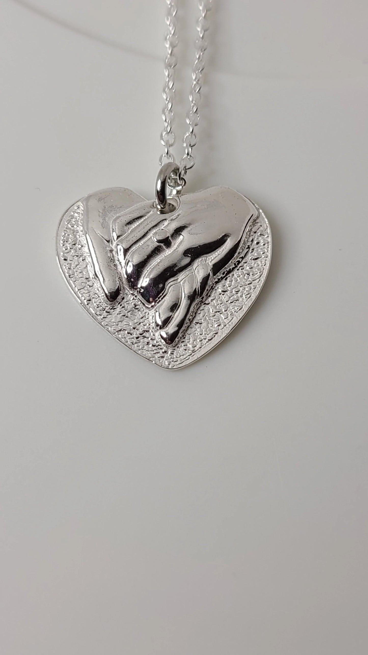 Handmade Hand in Hand Fine Silver Necklace Great Gift For Her