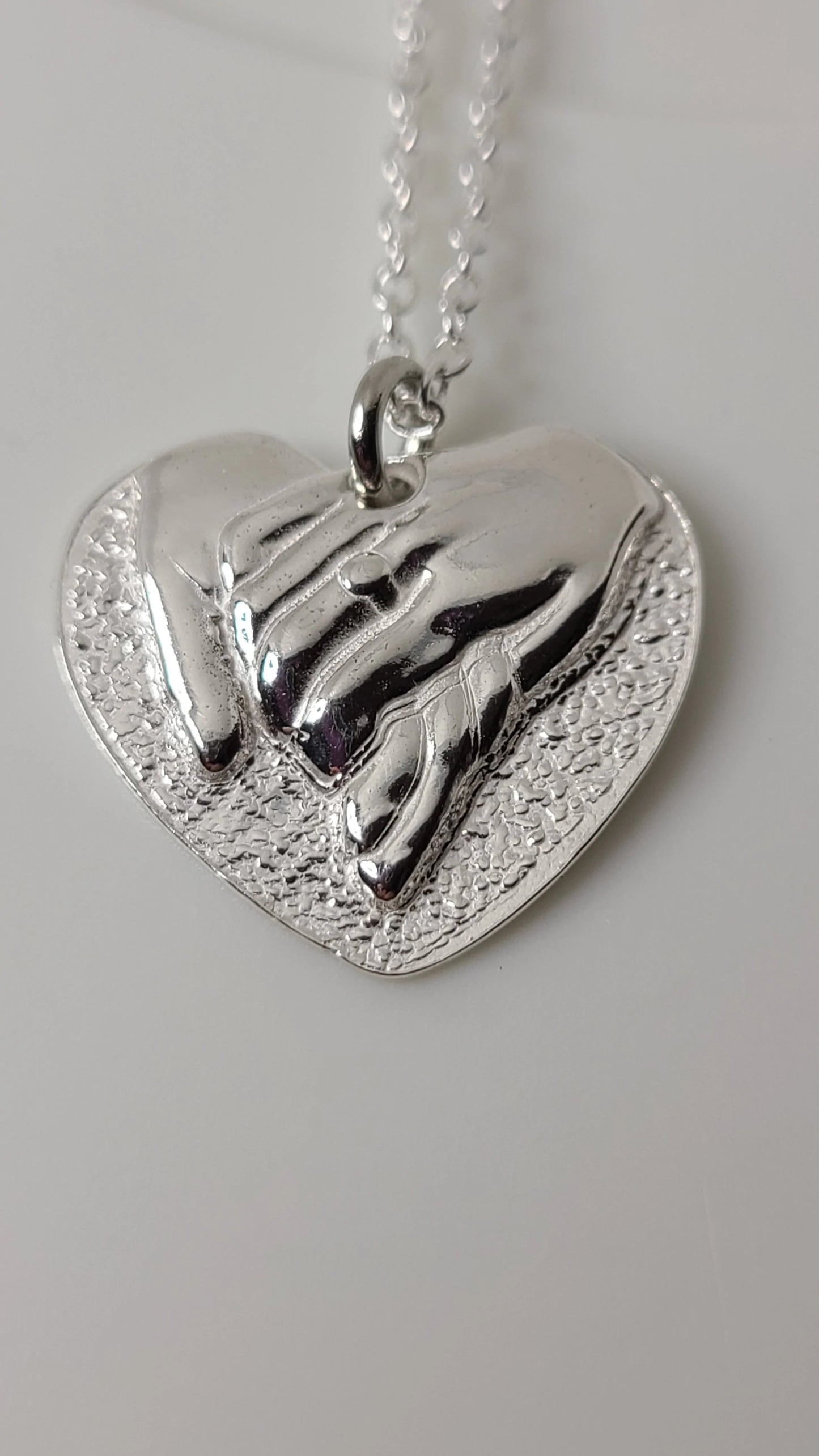 Handmade Hand in Hand Fine Silver Necklace Great Gift For Her