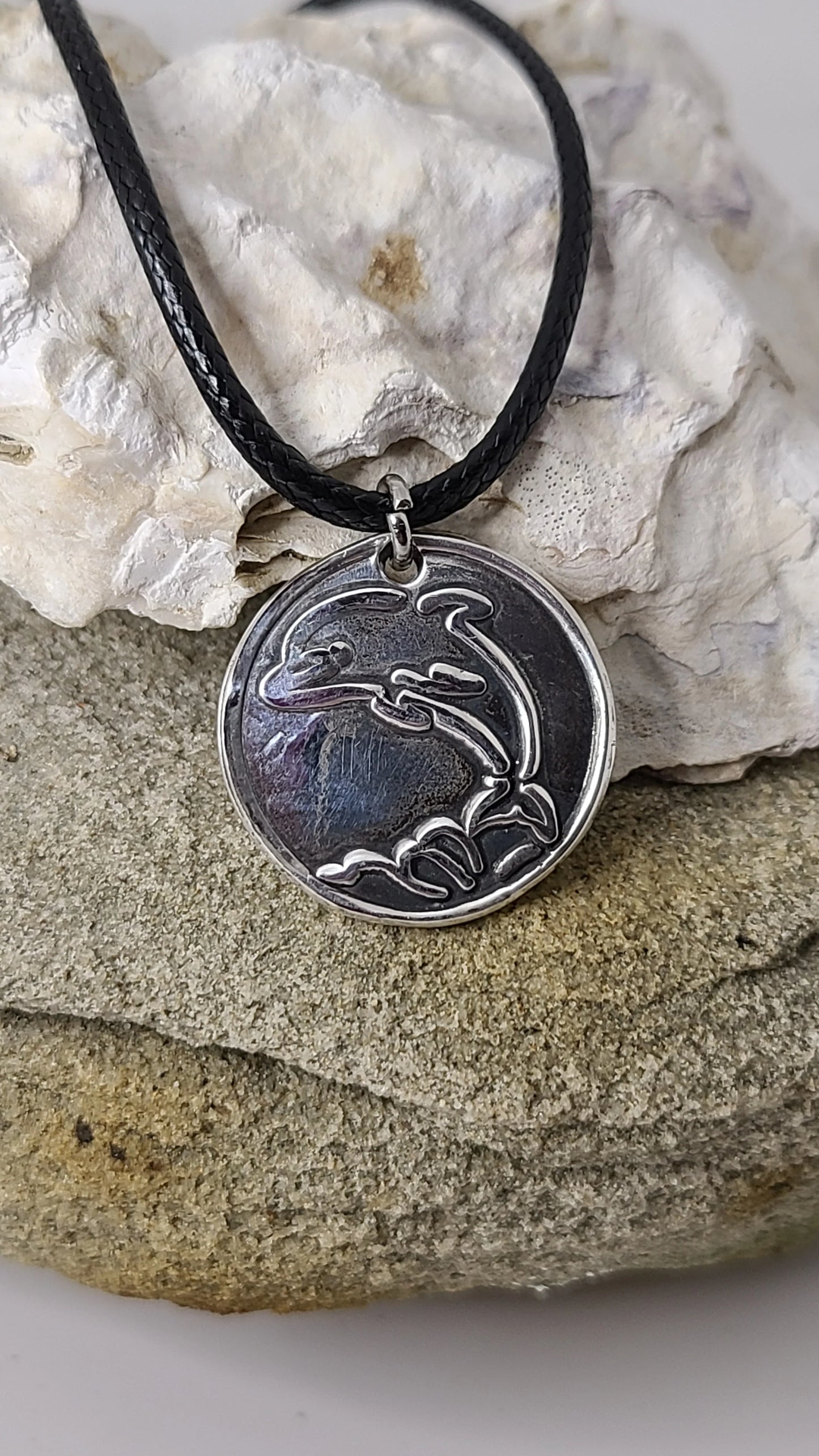 Handmade Dolphin Flip Fine Silver Necklace Great Gift For Her