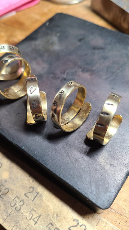 Handmade Adjustable Wraparound Stamped Rings Great Gift