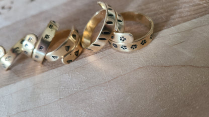 Handmade Adjustable Wraparound Stamped Rings Great Gift