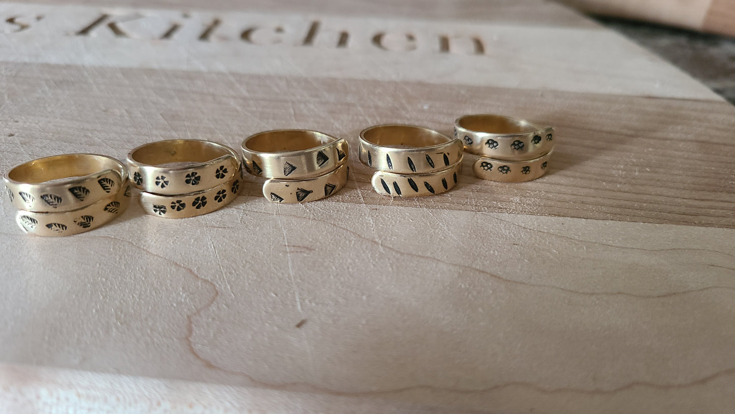 Handmade Adjustable Wraparound Stamped Rings Great Gift