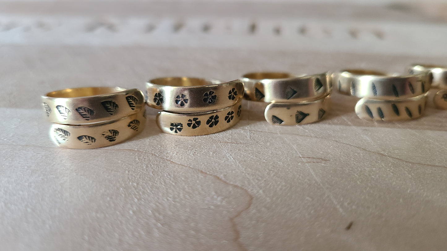 Handmade Adjustable Wraparound Stamped Rings Great Gift