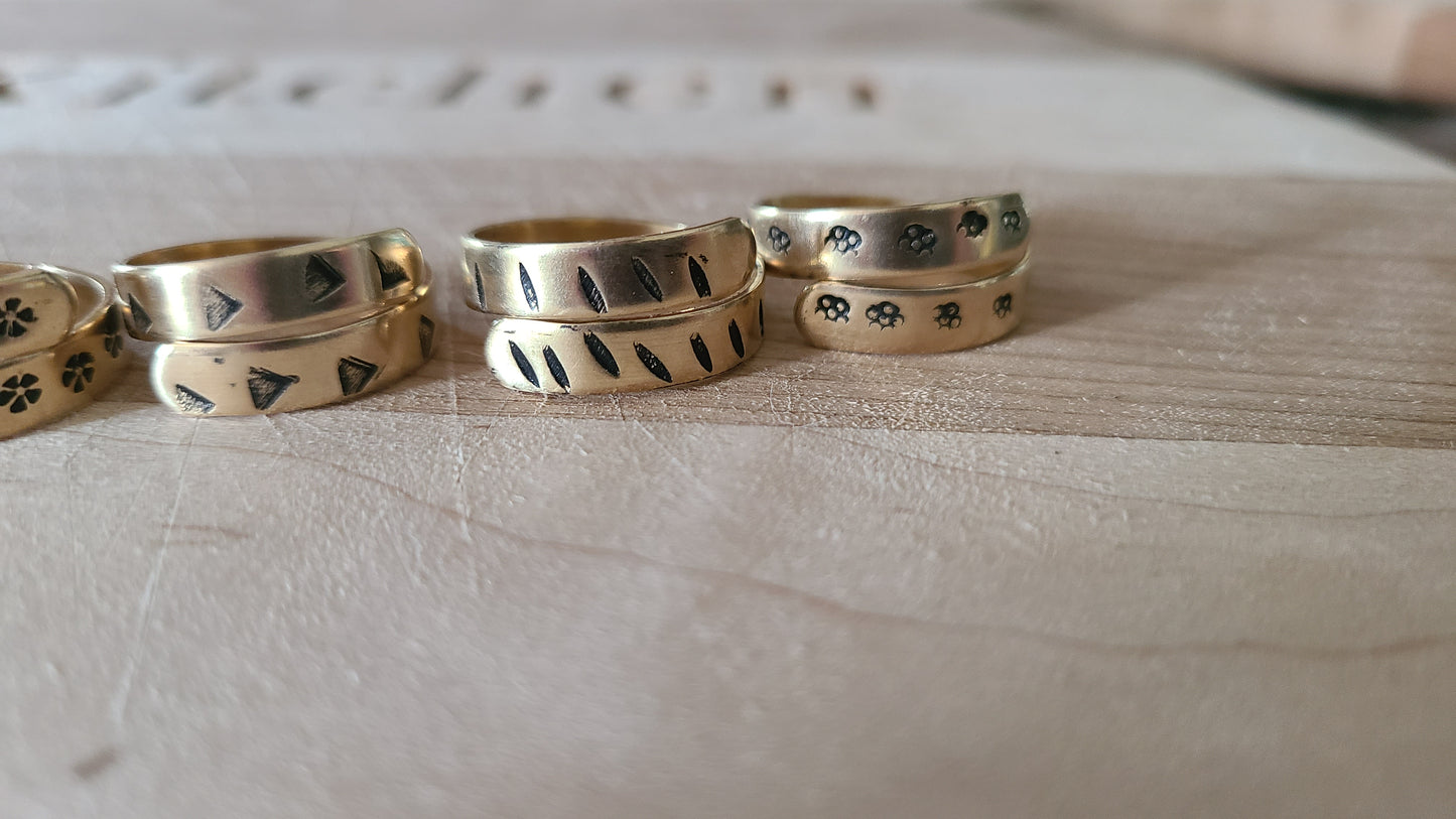 Handmade Adjustable Wraparound Stamped Rings Great Gift