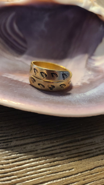 Handmade Adjustable Wraparound Stamped Rings Great Gift