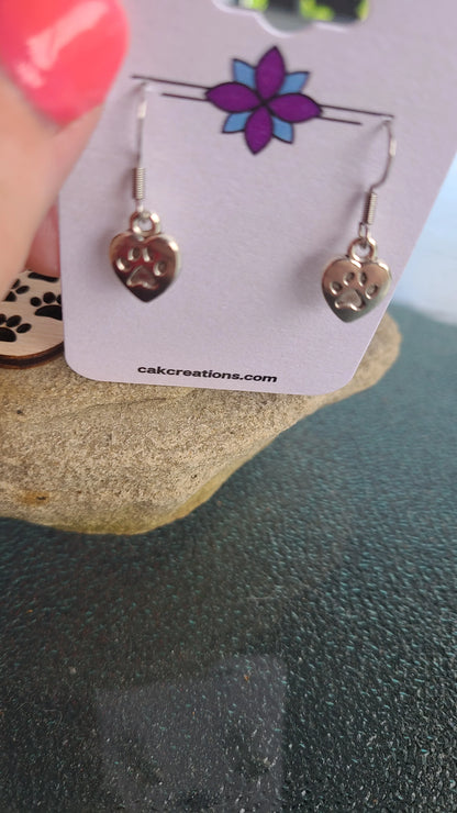 Handmade Puppy Paw Earrings Great Gift, Made in USA