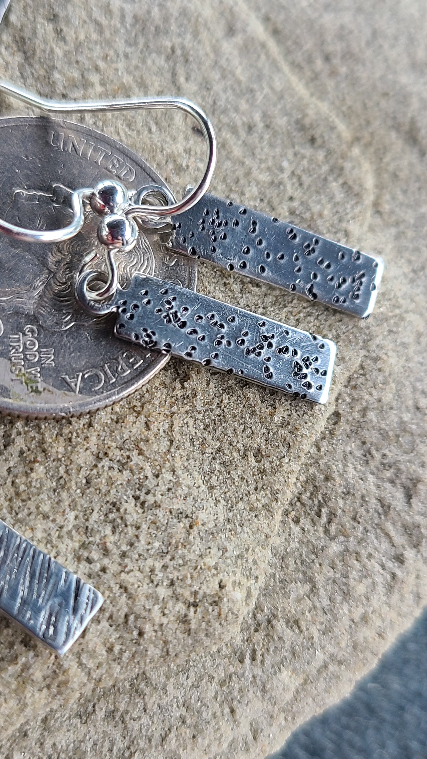 Handmade Silver Stamped Earrings Great Gift Made in USA