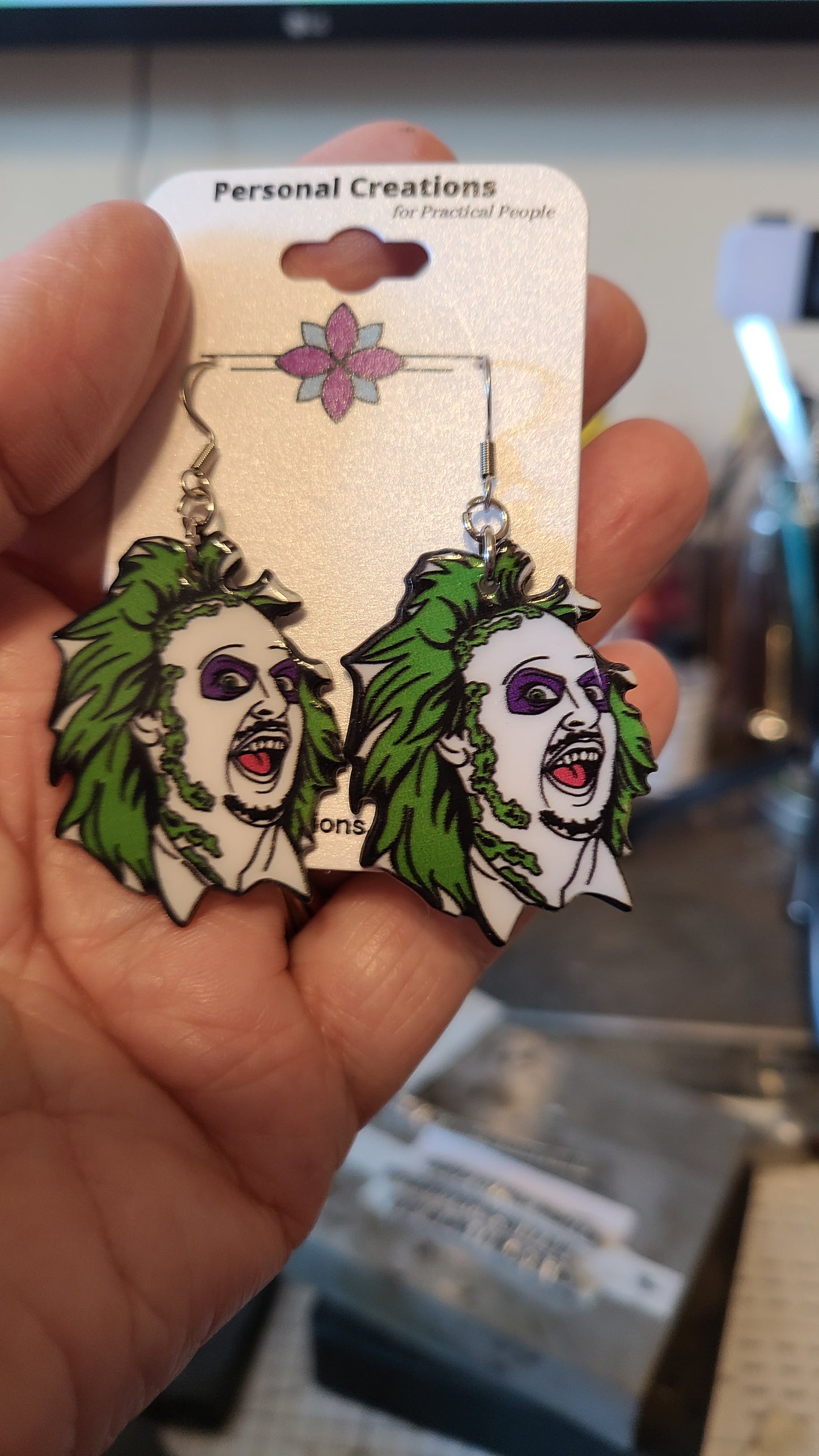 Handmade Halloween BeetleJuice Earrings - Great Gift