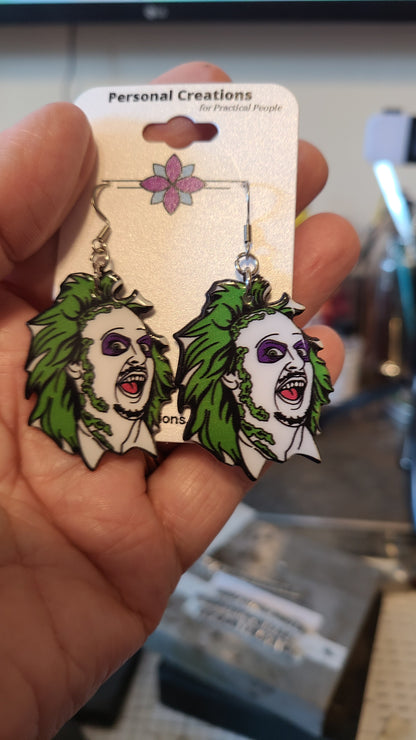 Handmade Halloween BeetleJuice Earrings - Great Gift