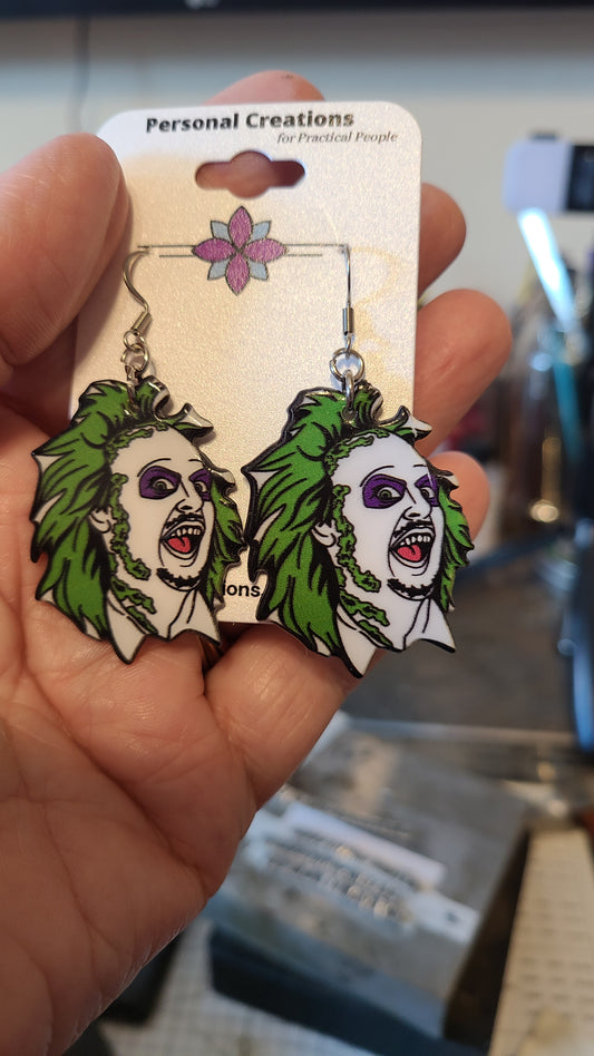 Handmade Halloween BeetleJuice Earrings - Great Gift