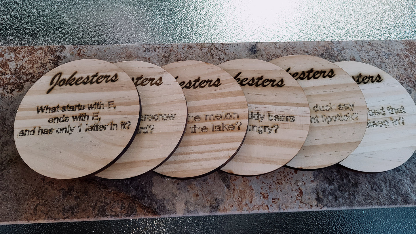 Handmade Wooden Coasters - Jokesters - Great Gift