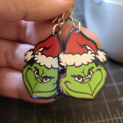 Handmade Christmas Grinch Earrings - Great Gift