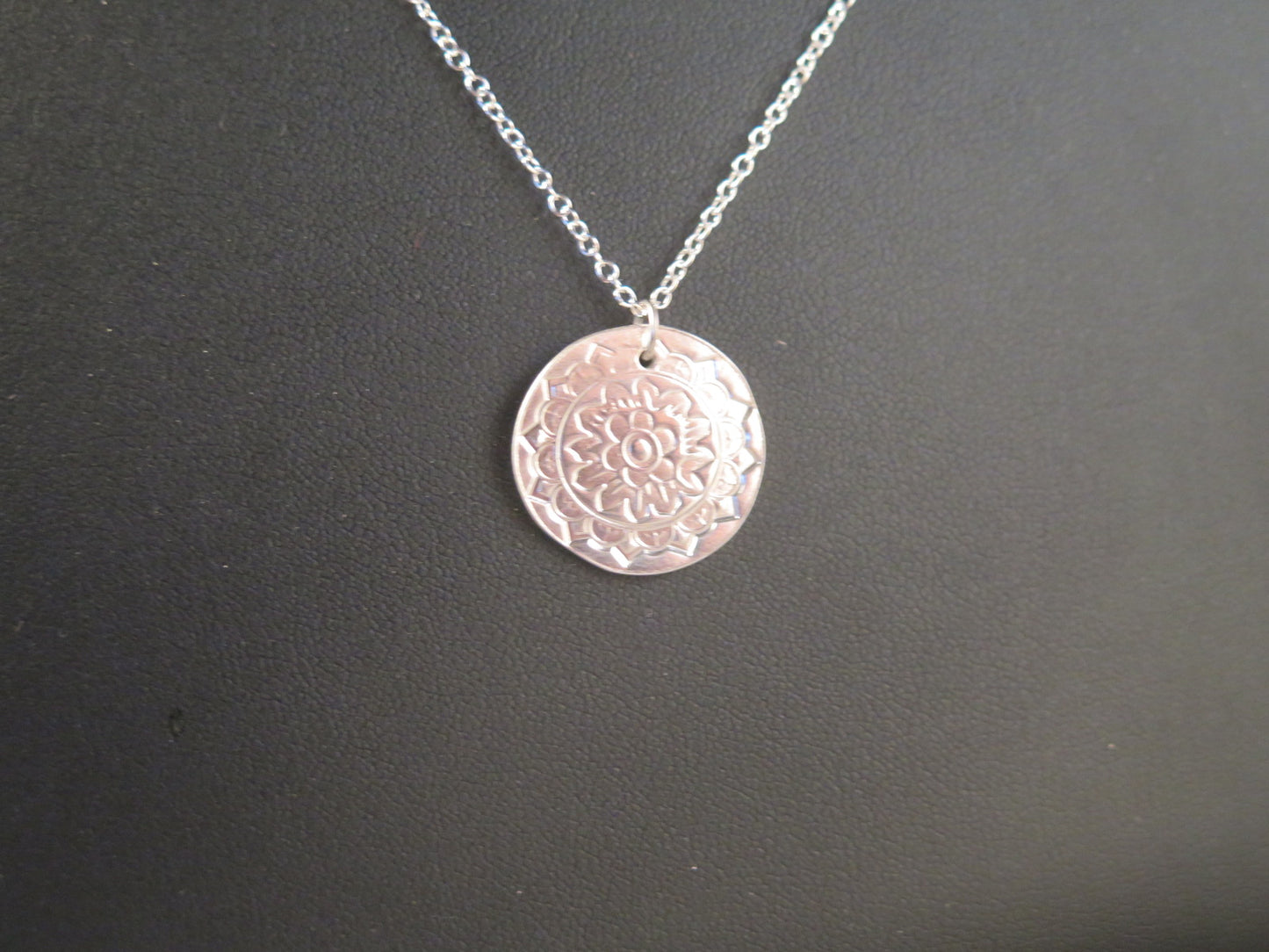 Handmade Pure Silver Stamped Round Pendant Great Gift Made in USA