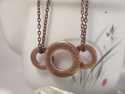 Handmade Copper Trio Necklace Great Gift Made in USA