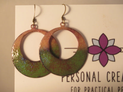 Handmade Enameled Copper Earrings