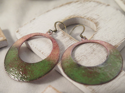 Handmade Enameled Copper Earrings