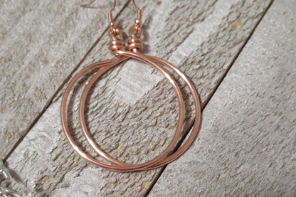 Handmade Copper Hoop Earrings Great Gift For Her Made in USA