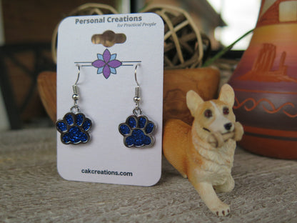 Handmade Glistening Puppy or Kitty Paw Earrings