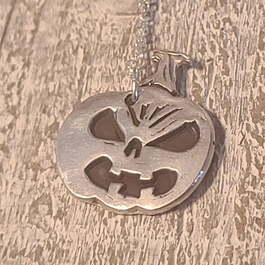 Handmade Fine Silver Pretty Pumpkin Necklace