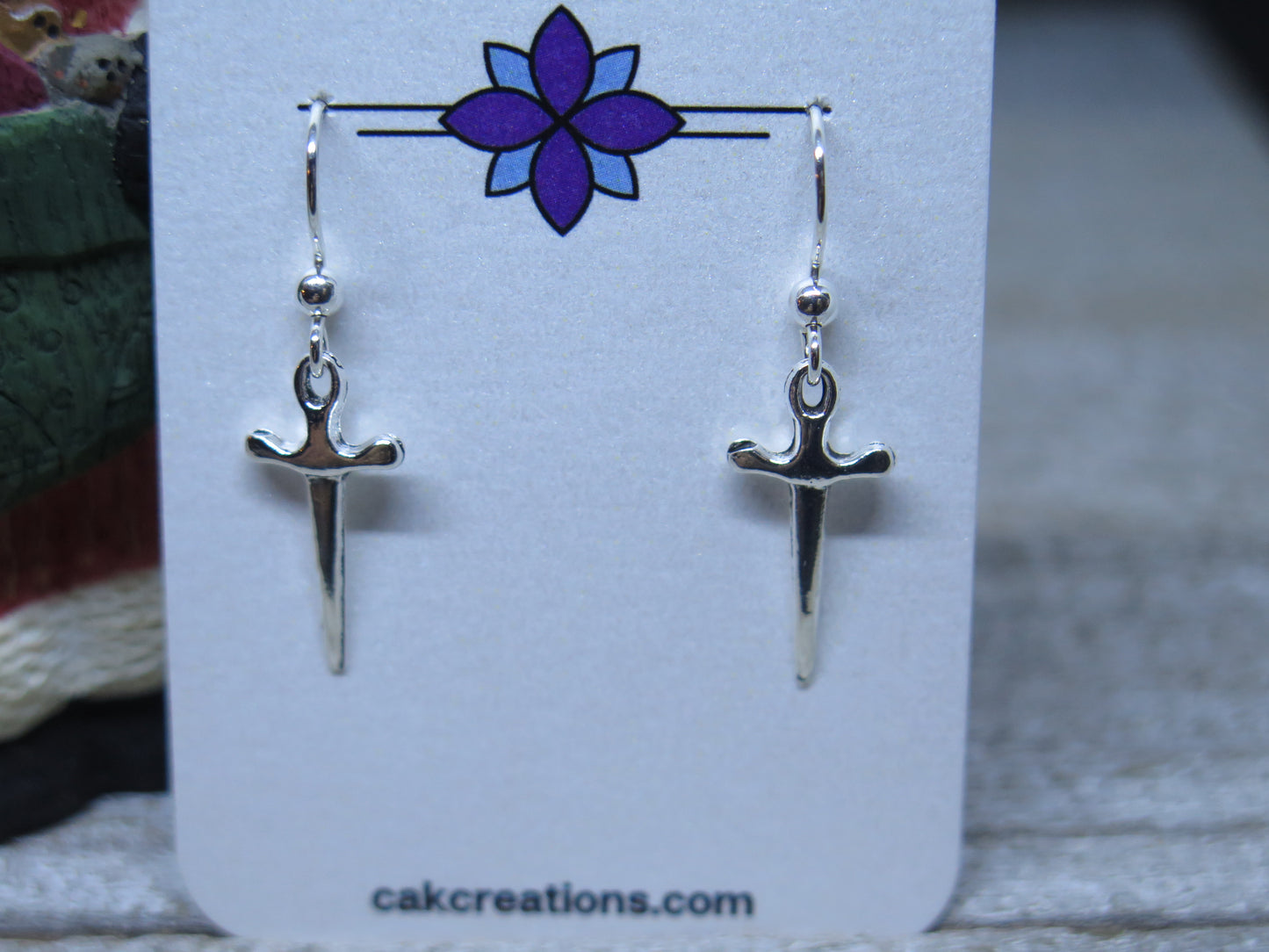 Handmade Swords of Silver Tone Earrings