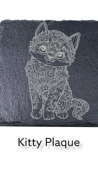 4 Slate Tile Lasered Coasters - Feline Persuasion