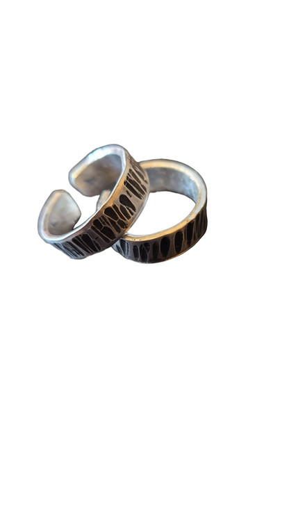 Handmade Adjustable Ring Textured Aluminum - 10th Anniversary Metal