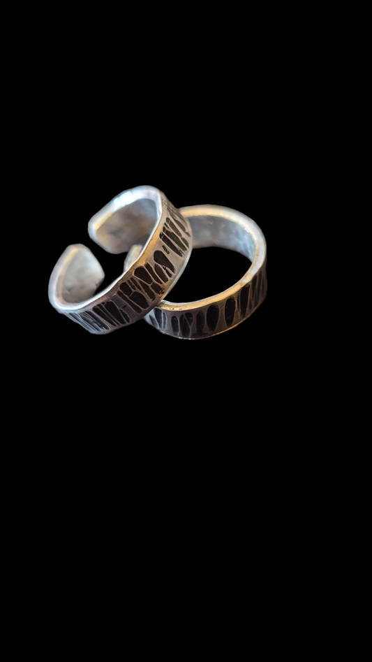 Handmade Adjustable Ring Textured Aluminum - 10th Anniversary Metal