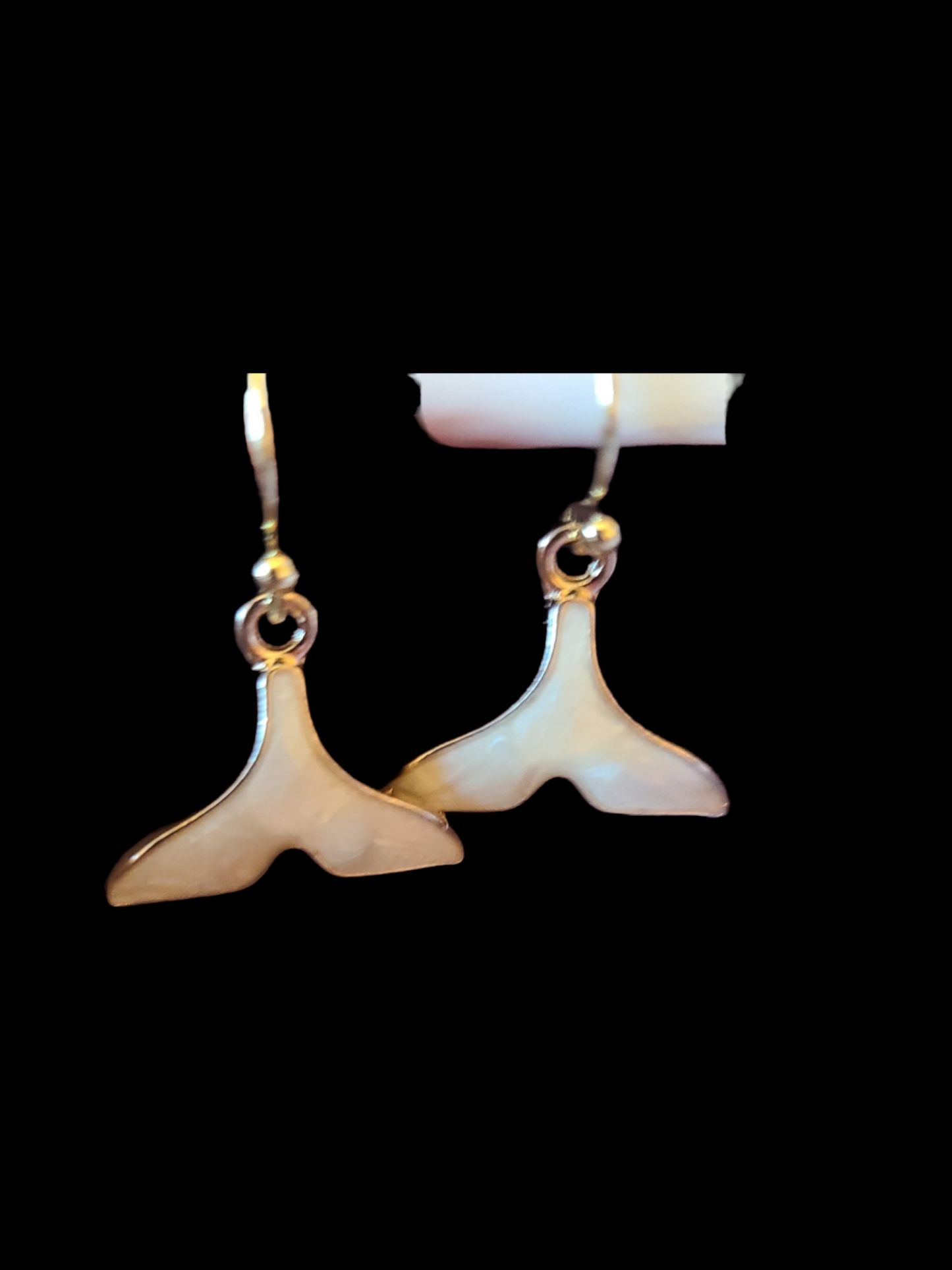 Handmade Whale Tail Pearl Enamel Earrings