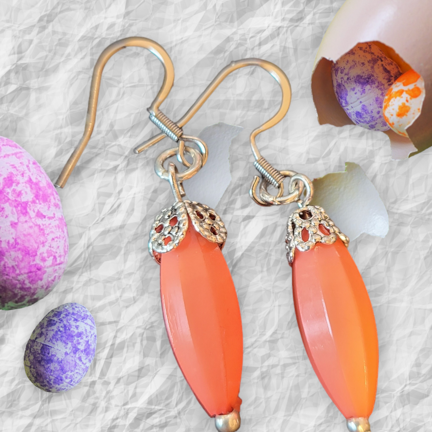 Handmade Coral Drop Earrings