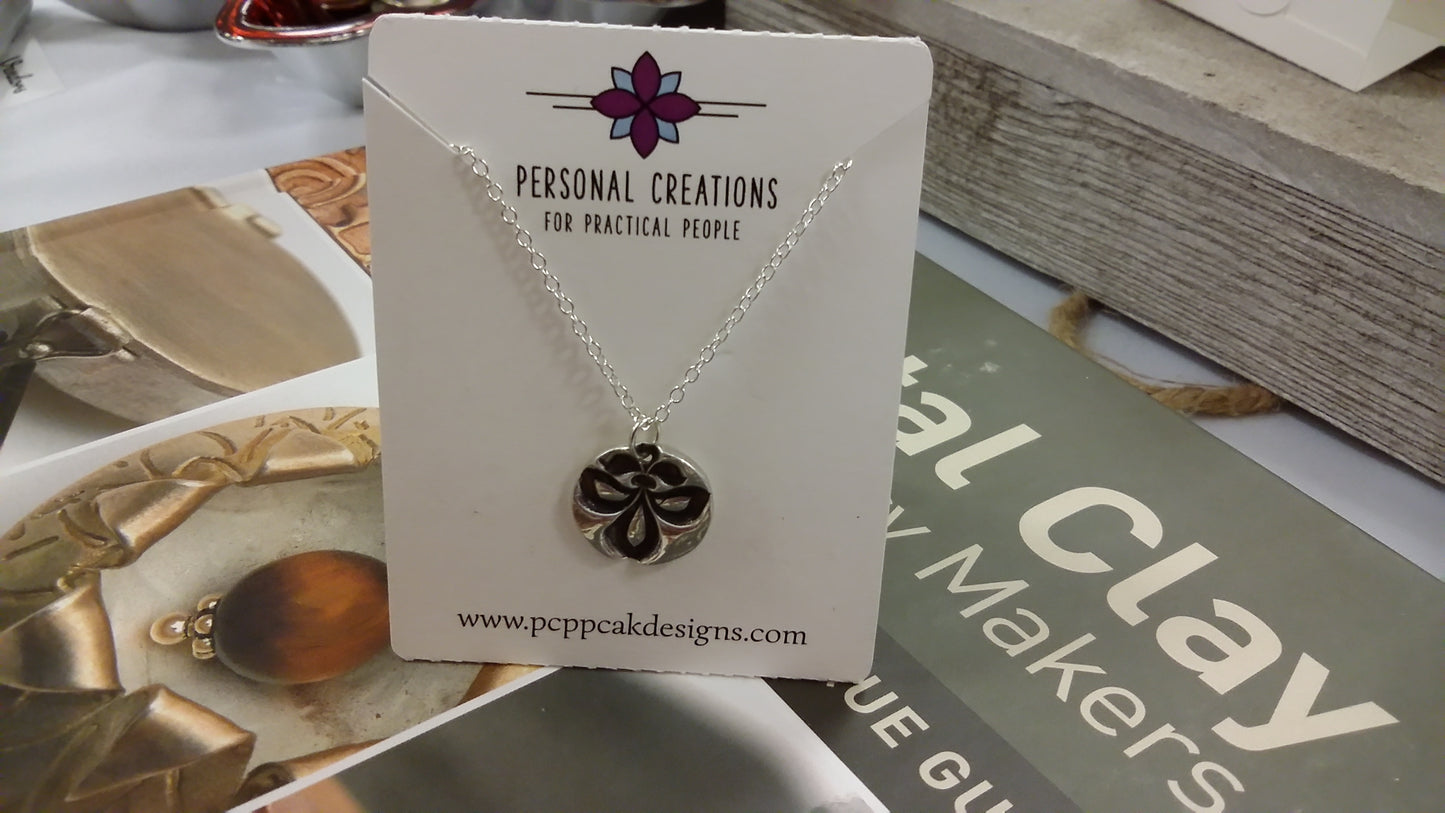 Handmade Small Fine Silver Round Pendant